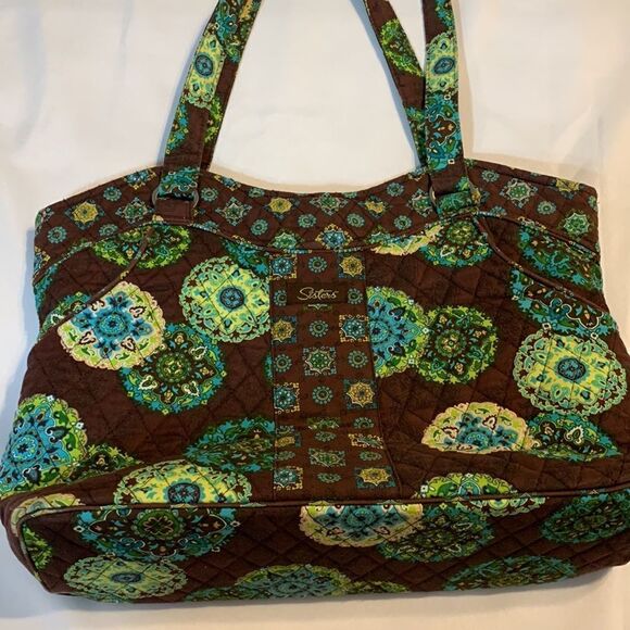 Sisters brown & blue quilted tote - Picture 2 of 8